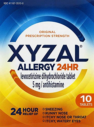 Xyzal Allergy Pills, 24-Hour Allergy Relief, Original Prescription Strength, 10-Count