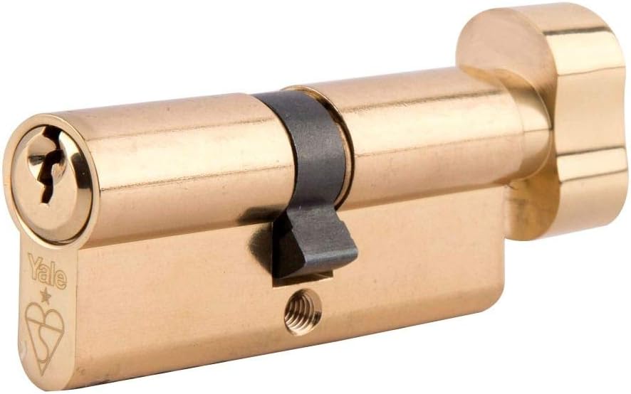 Yale KMT3030-PB Euro Thumbturn 1 Star Kitemarked Cylinder, 3 Keys Supplied, High Security, Boxed, Suitable for All Door Types, 30:10:30 (70 mm), Brass Finish