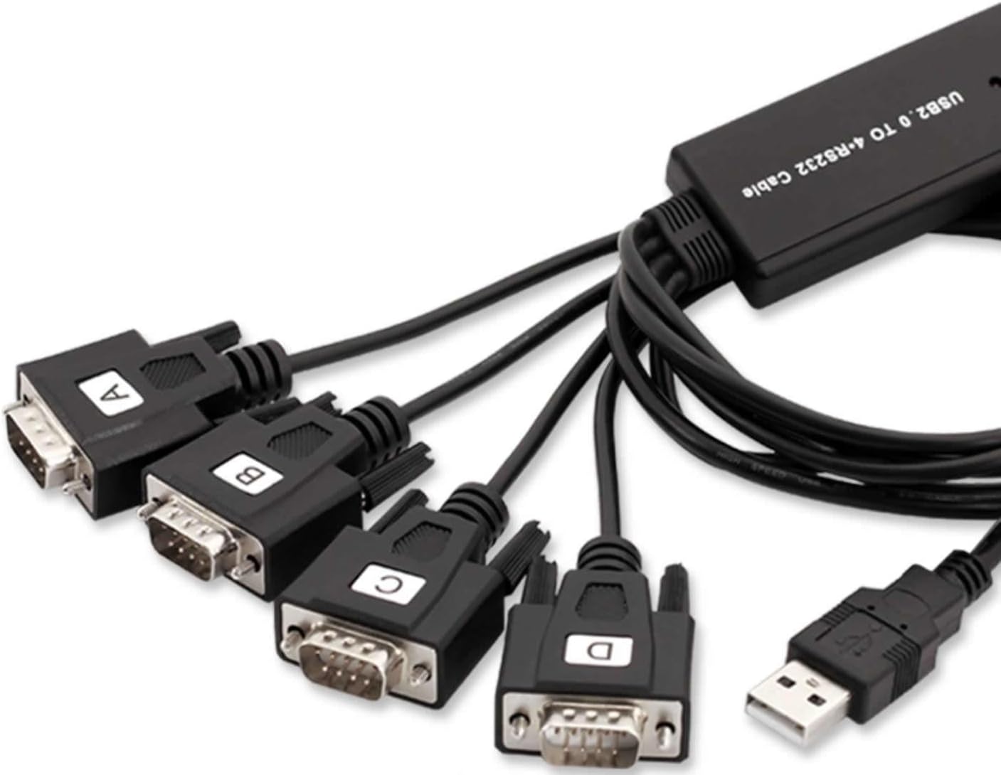 USB 2.0 to 4 Ports Serial RS-232 COM DB9 Male Adapter Cable FTDI chip FT232 USB-4x RS232