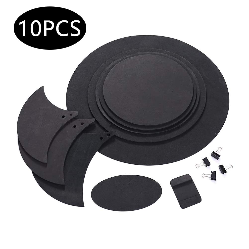 Sourdines Pour Batterie Silencer Drum Set Pads Mute Cinq Tambours Trois Cymbales Jazz Drum Mute Pad Drumming Pratique En Caoutchouc Pad Set 10piece Set Noir