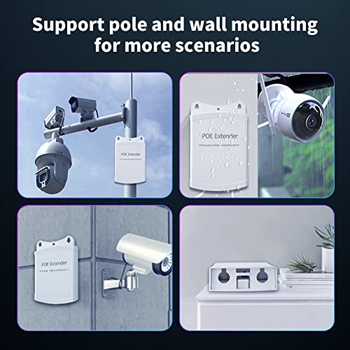 Image of Poe Extender, 1 in 4 Out PoE+ Repeater, 10 /100Mbps, Extends 250m, 60W Comply with IEEE802.3af /at for PoE Switch /Injector and Security POE Camera Over Cat5 /6 Cable