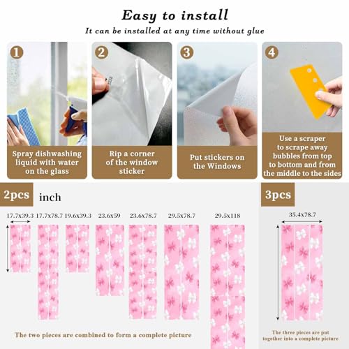 Película decorativa para ventana con lazo rosa y blanco miniatura 6