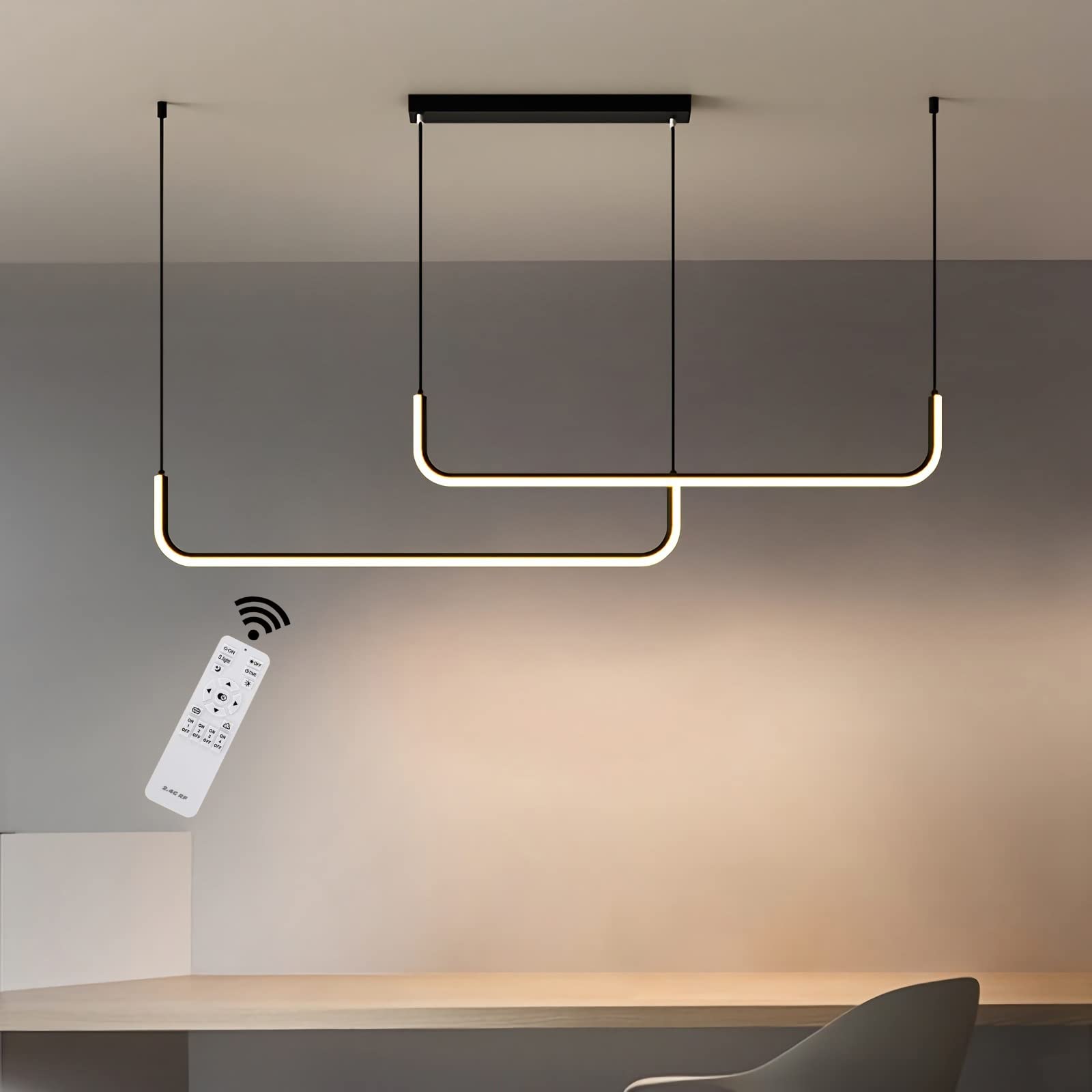 42W LED Hängelampe, LED Pendelleuchte 90cm Esstischlampe, Dimmbar Moderne Hängeleuchte, Hängelampe Esstisch, Kronleuchter Pendellampe Höhenverstellbar für Wohnzimmer Küche Esszimmer