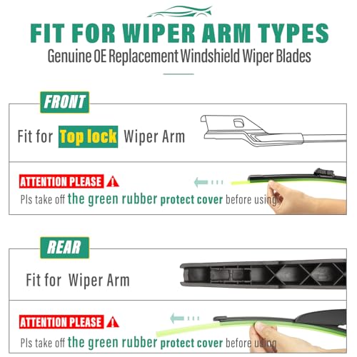 Image of 24 inch 19 inch 12 inch Windshield Wiper Blades Replacement for Honda Civic Hatchback 2022 2023 2024 2025 Premium All Weather Front Rear Wipers Set - OEM Quality (Pack of 3)