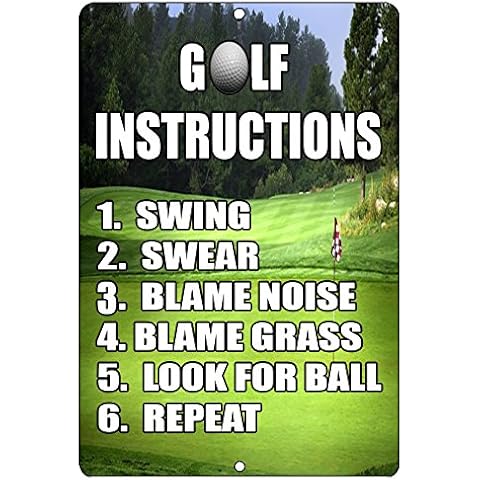 Rogue River Tactical Funny Golf Instructions Metal Tin Sign Golf Wall Decor Man Cave Bar Golfer Ball Cover