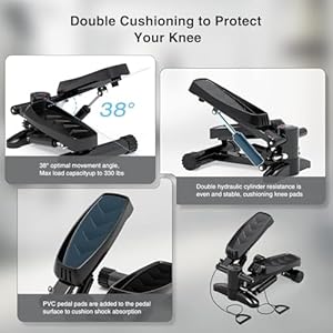 Steppers for Exercise at Home Mini Aerobic Stepper Hydraulic Fitness Stair Stepper with Resistance Bands and LCD Monitor Twist Stepper Stair Stepper with 330lbs Loading Capacity