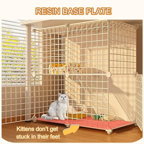 Jaula para gatos con ruedas y corralito interior semicerrado metálico resistente 4