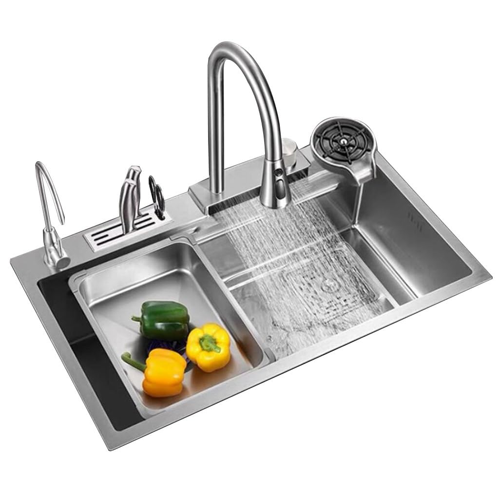 Lavello da cucina in acciaio inox argento a ciotola singola grande capacità lavello ciotola per verdure lavaggio acqua piscina cintura rubinetto sifone tazza rondella lavello da controsoffitto