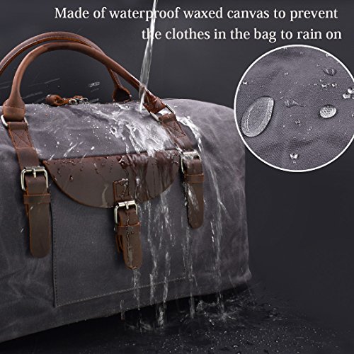 Oversized Travel Duffel Bag Waterproof Canvas Genuine Leather Weekend bag Weekender Overnight Carryon Hand Bag