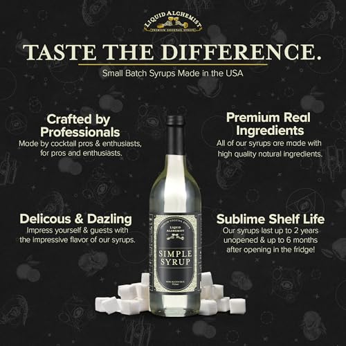 Liquid Alchemist Simple Syrup for Cocktails - Real Ingredients Make our Simple Sugar Syrup the Perfect Old Fashioned Mix - Non-GMO, Gluten Free & Vegan (25.4 oz)