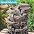 Biling 5-Tier Cascading Rock Outdoor Water Fountain with LED Lights and Artificial Fern, Outdoor Fountains and Waterfalls with Natural Stone Look for Garden, Patio, Backyard, Deck (Brown)