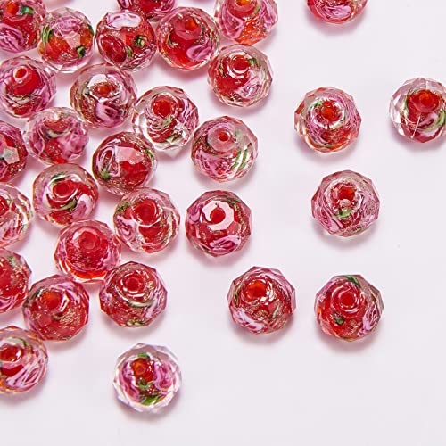 WEWAYSMILE 60 pcs 10mm Crackle Lampwork Glass Beads, Glass Lampwork Flower Beads Jewelry Making - Image 3