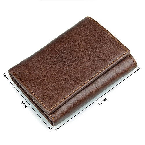MensTrifold Wallet RFID Card Holder Leather Card Case Compact Purse Extra Capacity (Brown)4