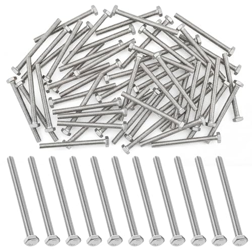 Image of Zonon 50 Pcs 1 /4-20 x 3-1 /2 inch Hex Head Screw Bolt 18-8 (304) Stainless Steel Hexagon Bolts, Fully Threaded, Plain Finish, External Hex Drive (Silver)