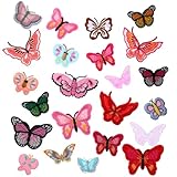 23 PCS Butterfly Iron on Patches, Iron on Patches for Clothes Multiple Shapes Embroidered Repair Patch Cute IronSew on Embroidereds Applique Decoration Sewing Patch for Jean, Bags, Jacket,Clothes DIY