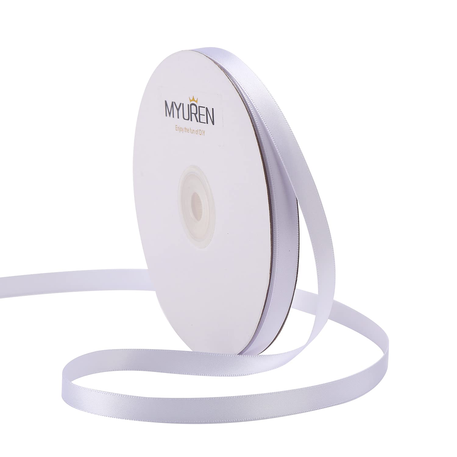 10mm Solid Satin Ribbon White Double Face Satin Ribbon for Crafts, Gift Wrapping，Party Favor，Baby Shower，Invitation Embellishments，DIY Hair Accessories (45 Meters)