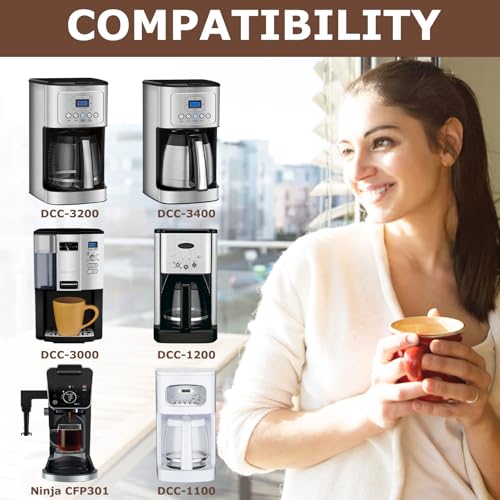 Image of KEEPOW Reusable Coffee Filter Replacement 8-12 Cup, Compatible with Ninja & Cuisinart Coffee Makers, #4 Cone Gold Tone Coffee Filter Basket