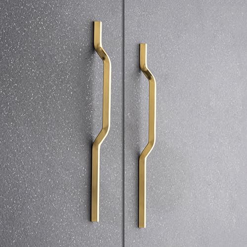 Image of 12 Inches Brushed Gold Finish Long Stainless Steel Cabinet Wardrobe Door Handles, Pull Handles for Wardrobe and Kitchen, Long Drawer Handles Stainless Steel for Furniture (Pack of 4)