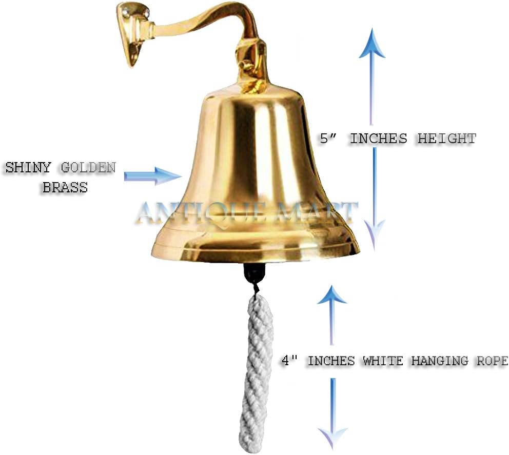 Vintage Solid Brass Wall Hanging Bell for Home, Temple, Living Room & Outdoor Decorative Bell