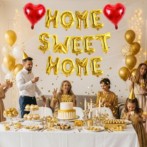 Image of TONIFUL 16 Inch Fat Gold HOME SWEET HOME Letter Balloon for Housewarming