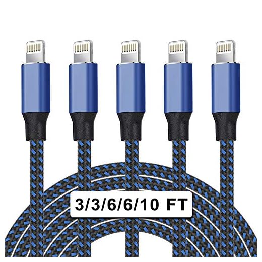 5Pack(3/3/6/6/10 FT)[Apple MFi Certified] iPhone Charger Long Lightning Cable Fast Charging High Speed Data Sync USB Cable Compatible iPhone 13/12/11 Pro Max/XS MAX/XR/XS/X/8/7/Plus/6S iPad AirPods
