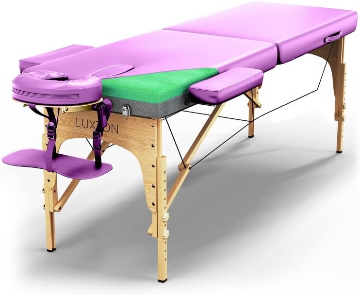 Luxton Home Premium Foam Massage Table Portable Foldable Massage Bed Height Adjustable, 72 Inches Long 27 Inches Wide Home Salon Spa Bed Tattoo Table with Accessories & Carrying Case, Easy Set Up