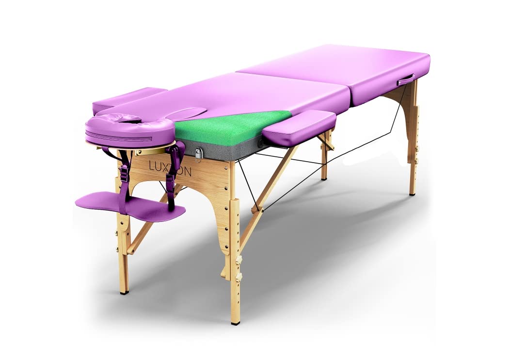 Luxton Home Premium Foam Massage Table Portable Foldable Massage Bed Height Adjustable, 72 Inches Long 27 Inches Wide Home Salon Spa Bed Tattoo Table with Accessories & Carrying Case, Easy Set Up