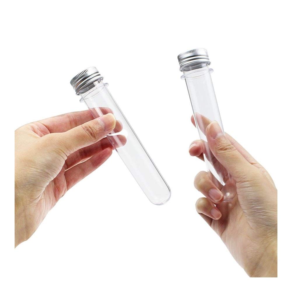 Xianglaa- probówki na prezent, 25 x z aluminiowymi zakrętkami, 40 ml doskonałe plastikowe przezroczyste probówki, 25 x 140 mm przyjęcie, szeroki zakres zastosowań