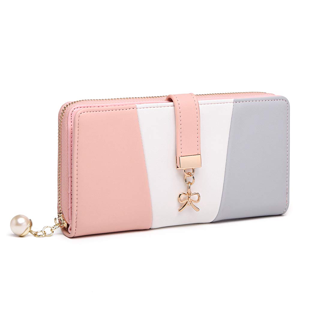 Miss LuluWomen Purse Tri Colour Long Wallet Clutch for Ladies with Roomy Capacity