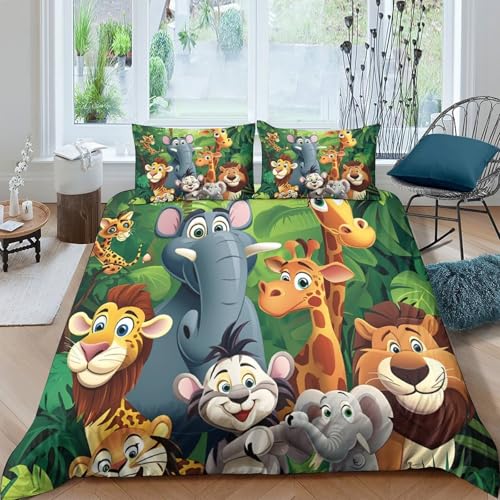 Housse de couette jungle 3D microfibre douce pour lit enfant 140x200cm - 4
