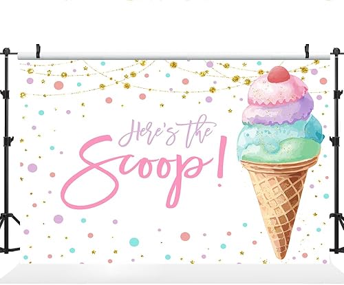 Miniatura 2 de Lofaris Fondo de helado rosa de 5 x 3 pies con texto en inglés "Here e's The Scoop Sweet One Two Sweet Summer Back" para princesa niña, feliz