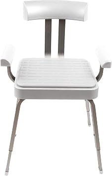 Croydex Serenity Cushioned Shower Chair with Adjustable Height White | Non-slip rubber feet | Curved backrest | Removable seat cushion for easy cleaning | Great for elderly & disabled