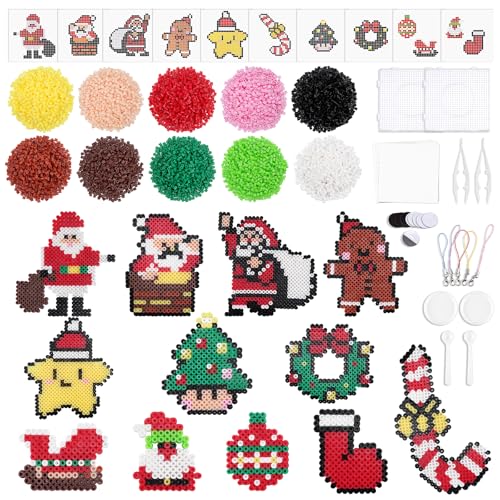 JelyArt 10000+ Stück Bügelperlen Weihnachten Set, 5mm Steckperlen...