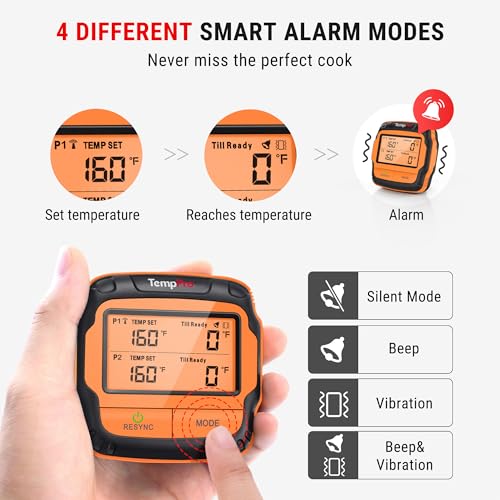 Image of TempPro 500FT Long Range Wireless Meat Thermometer for Grilling and Smoking with 2 Probes, Smoker BBQ Grill Kitchen Food Cooking Digital Thermometer for Meat Turkey (Previously ThermoPro)