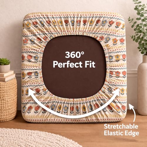 Image of STITCHNEST 'Contour Fit Series' Stretchable Printed Wooden Sofa Cover (Pack of 6) - Elastic Wooden Chair Cover | Wooden Sofa Seat Cover | Size - 20-21 x 20-21 x 3-5 in