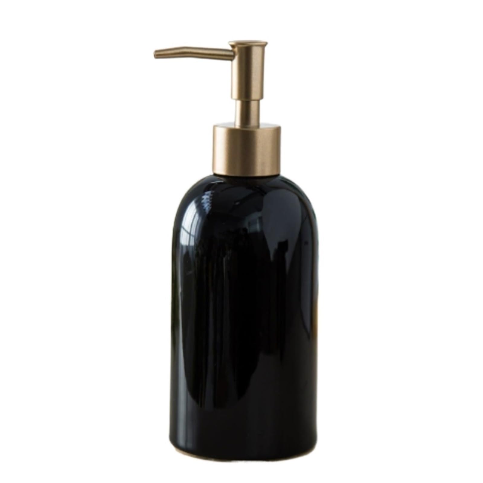 Distributeur Savon Conditionner Distributeur De Savon Blanc en Céramique avec Pompe Dorée Rechargeable Shampoing Douche(Black)