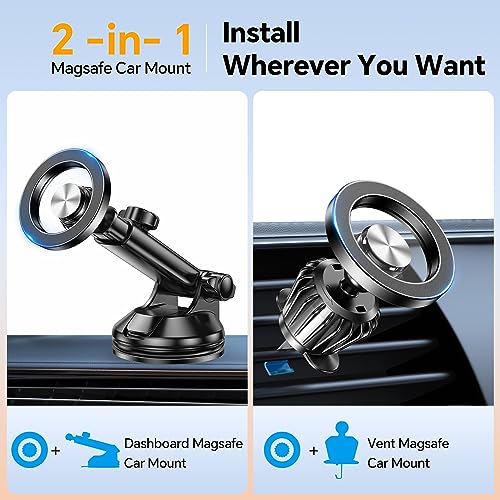 Coolpow For Magsafe Car Mount[ Windshield + Vent + Dash ] Magnetic Phone Holder For Car Phone Holder Mount Cell Phone Holders For Your Car Truck Suction Car Phone Mount For Iphone 16 Pro Max 15 14 13 12 Plus thumb #1
