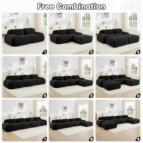 Image of Corduroy Modular Sectional Sofa, Oversized Cloud Couches for Living Room