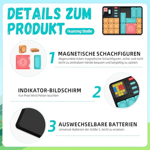 Super Slide Puzzle, Magnetischer Gleitschieber-Gehirntrainer mit 500 Levels – Tragbares Logikspielzeug für Reise & Unterwegs (Kinder/Erwachsene)