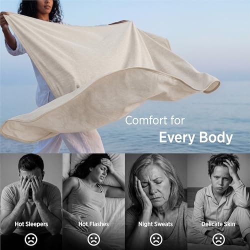 Image of Bedsure Oat Beige Cooling Blanket for Hot Sleepers - Summer Cold Throw Blanket for Bed, Arc-Chill Lightweight Summer Bedding, Cool Thin Ice Cold Cooled Throws with Rayon Derived from Bamboo, 50x70