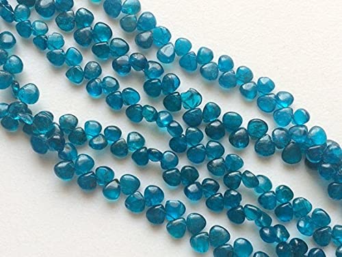 Apatite néon bleue en coeurs lisses pour création joaillerie de luxe