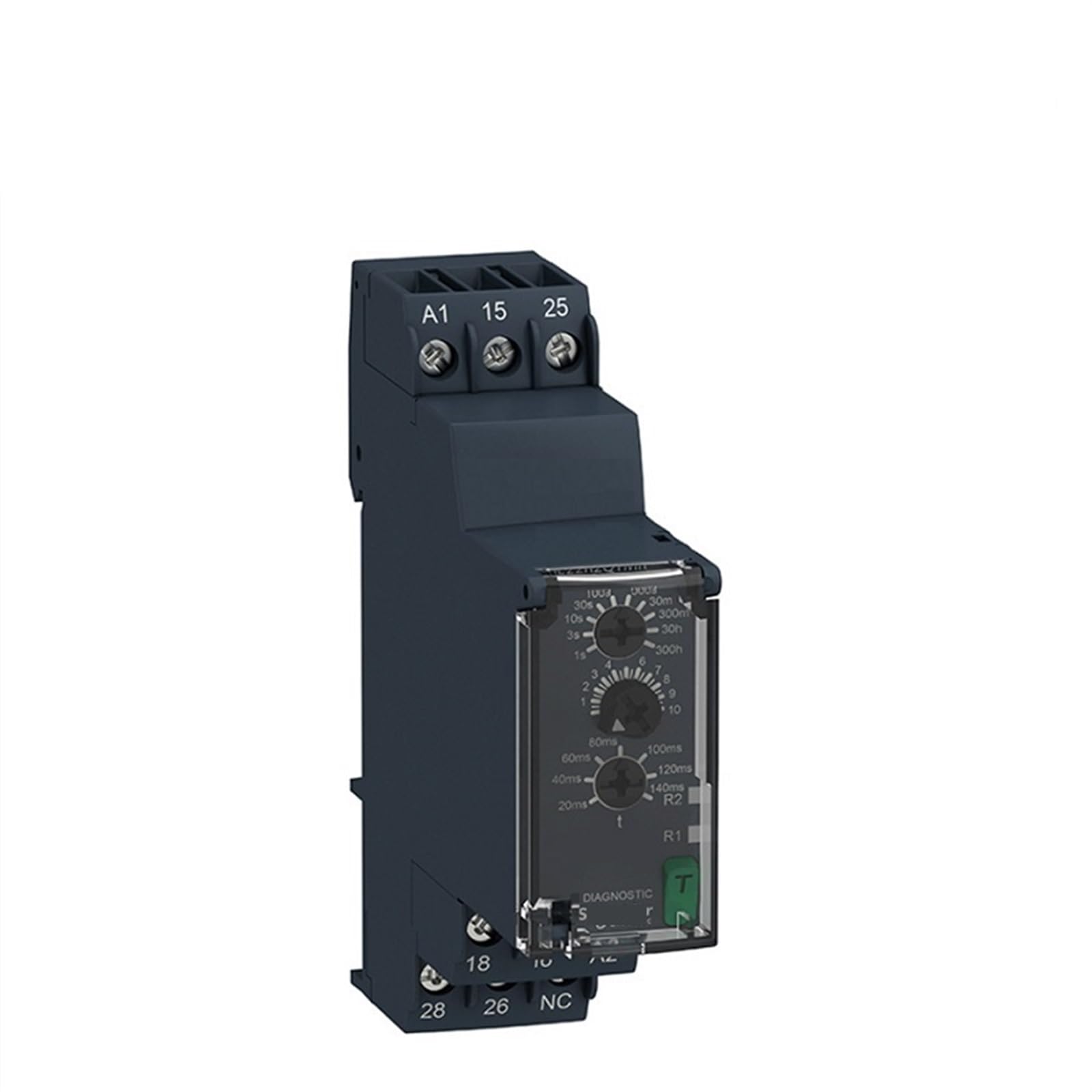 Relés temporizadores eléctricos Relés temporizadores modulares con botón de diagnóstico y Puntero de dial, Ancho 22,5 mm Serie RE221 1 Pieza (Size : RE22R1MKMR 1CO)