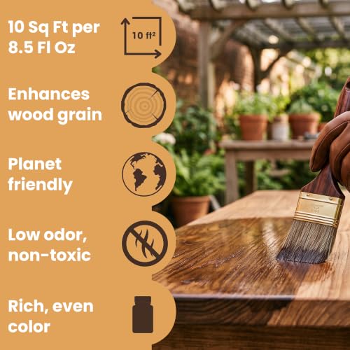 Image of Furniture Clinic Wood Stain | Dark Oak | Water Based | Fast Drying, Low Odor, & Non-Toxic | for Indoor & Outdoor Furniture and More | Multiple Finishes | (8.5oz / 250ml) (Pack of 2)