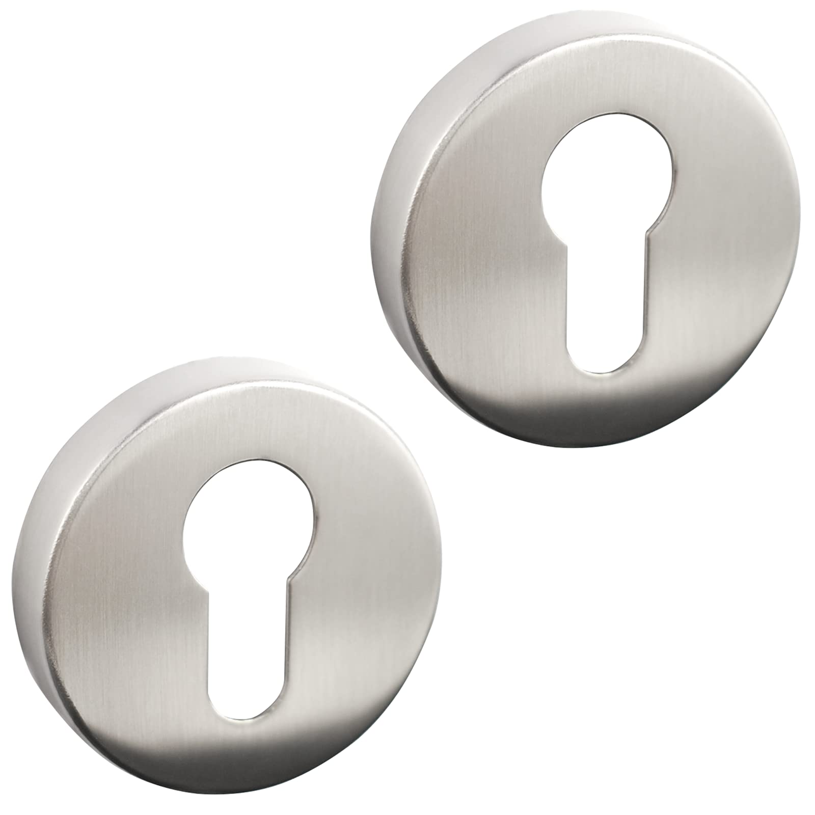 Decoranddecor Brushed Chrome Pair Of Euro Escutcheon Cover Key Rose (Pair Of Euro Escutcheon Cover, )
