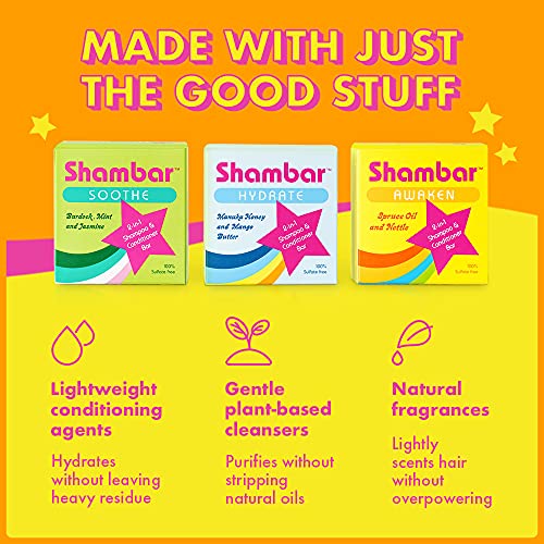 Shambar Hydrate All Natural Shampoo And Conditioner Bar | Solid Hair Wash With Manuka Honey & Mango | Sulfate Free Color Safe Shampoo Bar For All Hair Types (100G) #TOP4
