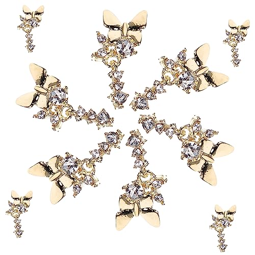 PartyKindom 10 pcs Butterfly Nail Charms Decorative Manicure Nail Art Charms for Creating Stylish Designs at Home for Fake and Decor