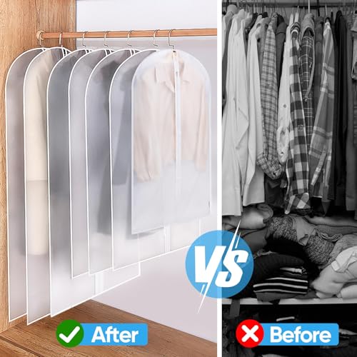 image for BALEINE 40'' Translucent Garment Bags, 12 Packs PEVA Dress Bag for Clo