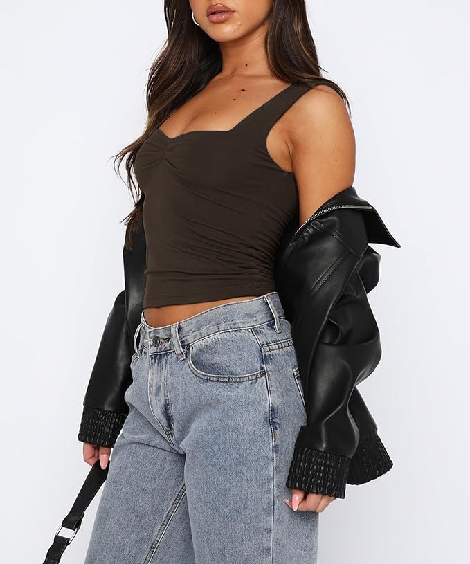 ForeFair Women Sleeveless Sexy Backless Going Out Crop Top Y2K Strappy Ruched Tank Top Summer Tight Slim Fit Cute Tops - Image 4