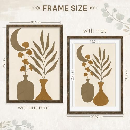 Image of Picrit 19x27 Rustic Brown Poster Frame, Picture Frame for Wall, 3 Pack