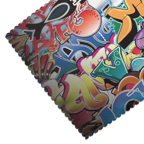 Sets de table imprimés graffiti anti-tache et anti-chaleur pour salle à manger